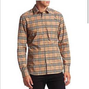 BURBERRY | 100% Cotton Men's Button Down Dress Shirt Top
